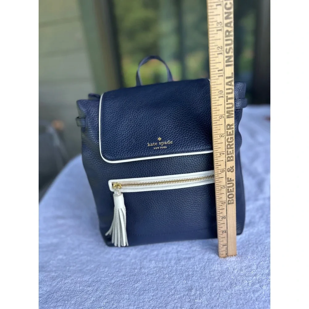 Kate Spade Chester Street Kacy Navy Pebbled Leather Backpack Tassel Bag